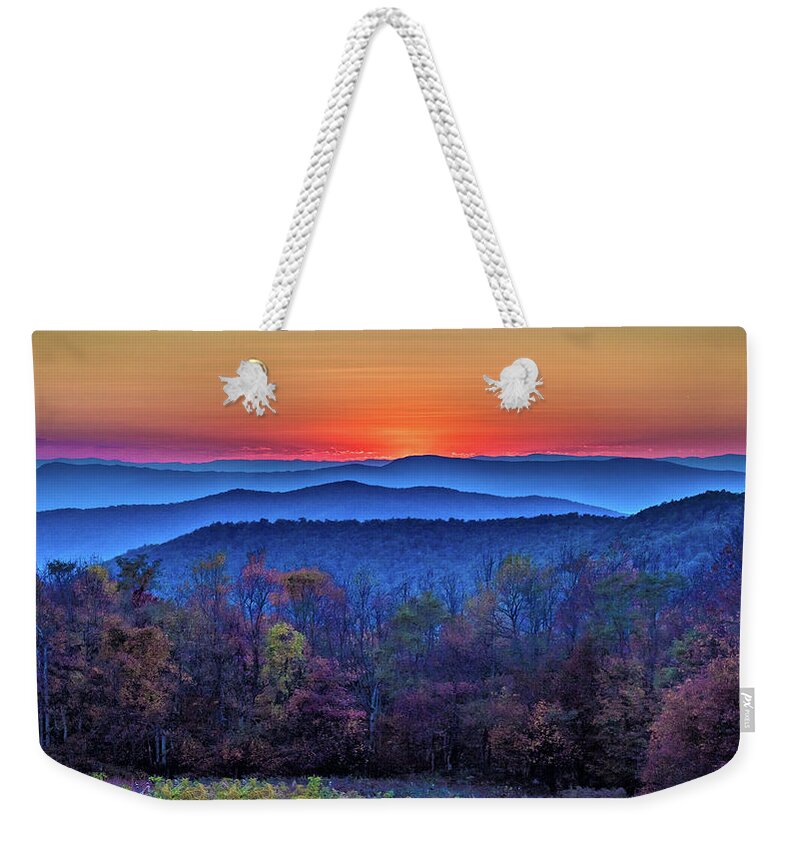 Autumn Weekender Tote Bag featuring the photograph Shenandoah Valley Sunset by Louis Dallara