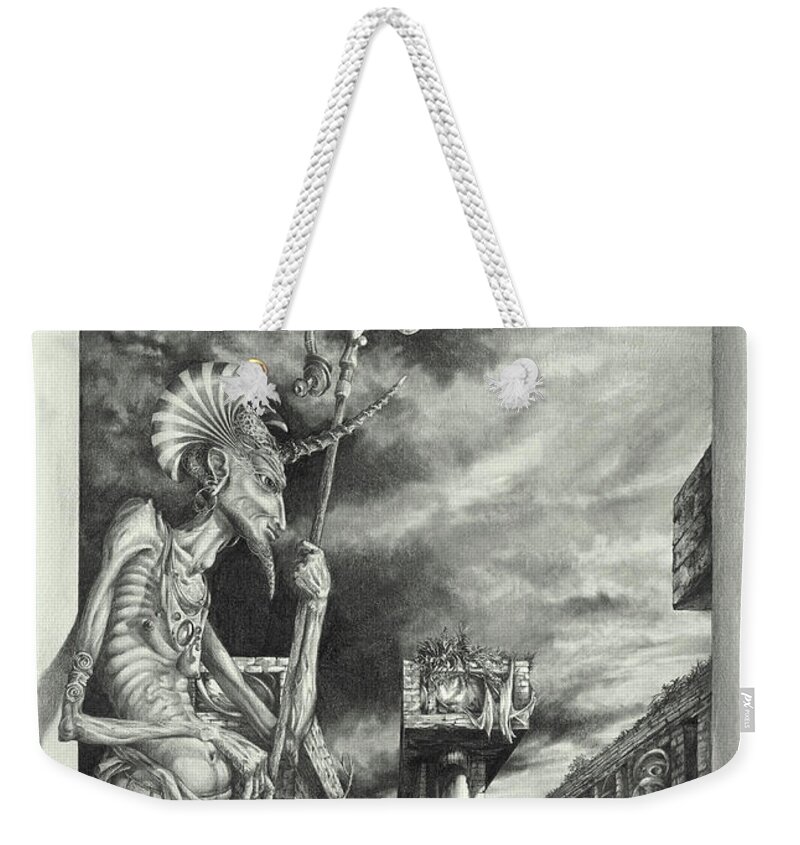 Otto Rapp Weekender Tote Bag featuring the drawing Shepherd of the Sphinx by Otto Rapp