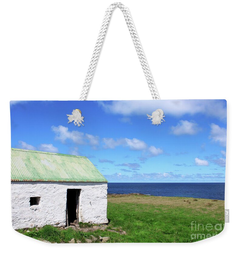 Coastal Cottage Weekender Tote Bag featuring the photograph Coastal Cottage Malin Head Donegal Ireland by Eddie Barron