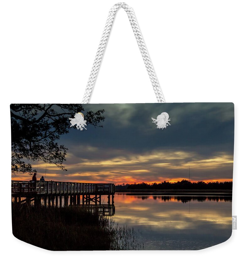 Fishing At Sunset Prints Weekender Tote Bag featuring the photograph Shhhhhhhhhhh by Phil Mancuso