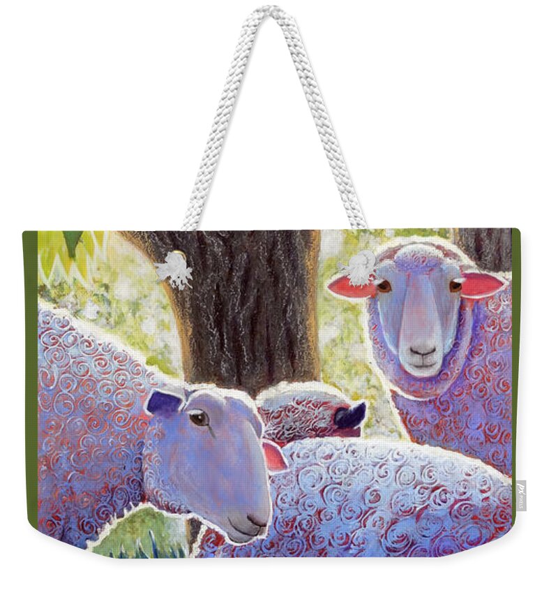 Sheep Weekender Tote Bag featuring the painting Shining Sheep by Ande Hall
