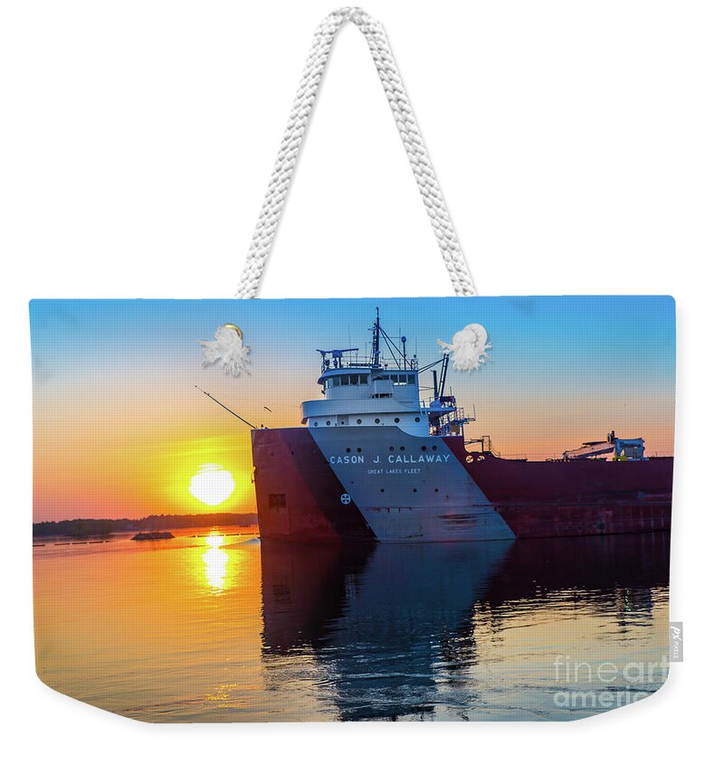 Ship Weekender Tote Bag featuring the photograph Ship Cason J. Callaway Sunrise -1420 by Norris Seward