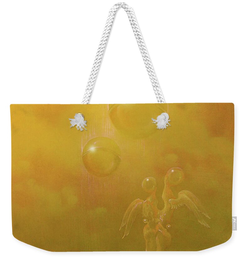 Surreal Weekender Tote Bag featuring the painting Shipwrecked lovers by Alexa Szlavics