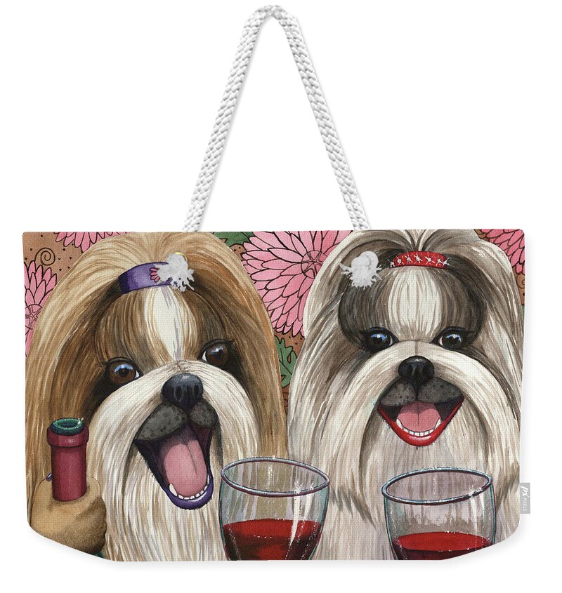 Shih Tzu Weekender Tote Bag featuring the painting Shitz Who by Catherine G McElroy