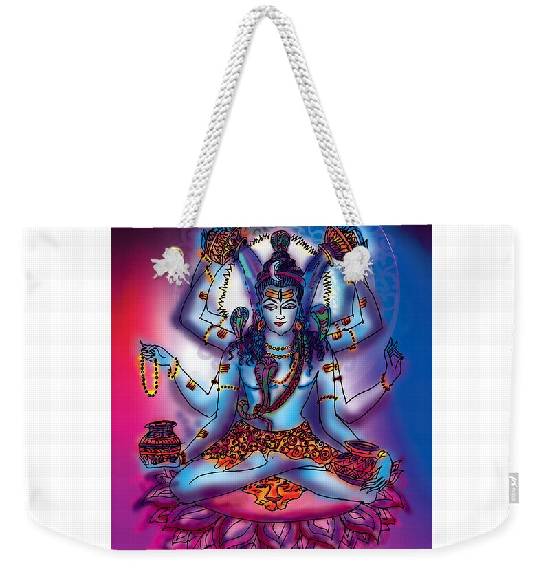 Purification Weekender Tote Bag featuring the painting Shiva Abhishek by Guruji Aruneshvar Paris Art Curator Katrin