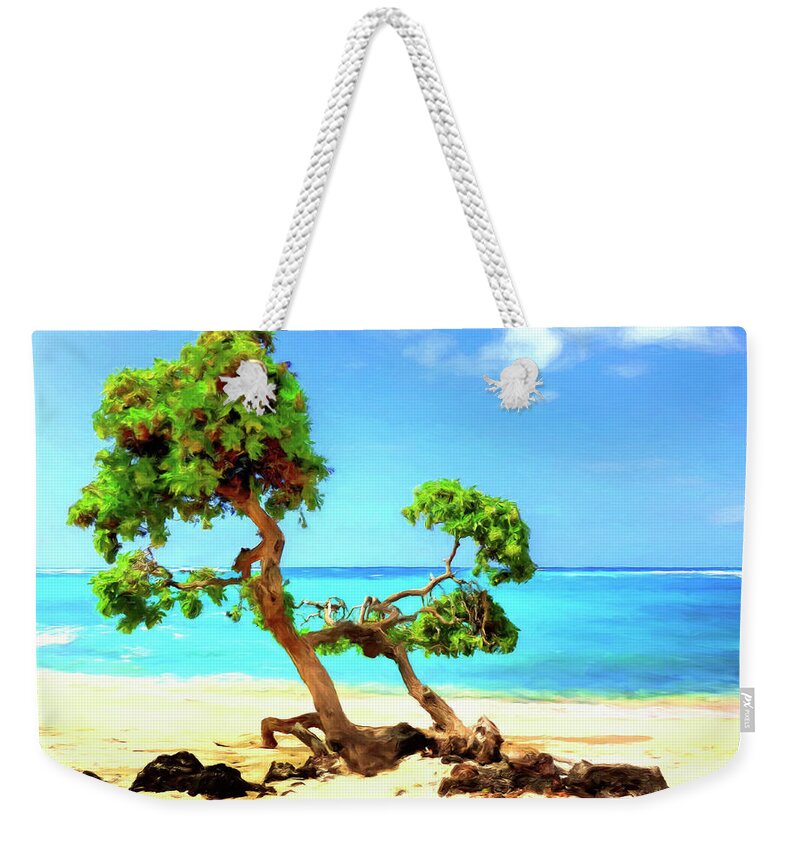 Shore Weekender Tote Bag featuring the painting Shoreline at Makalawena by Dominic Piperata