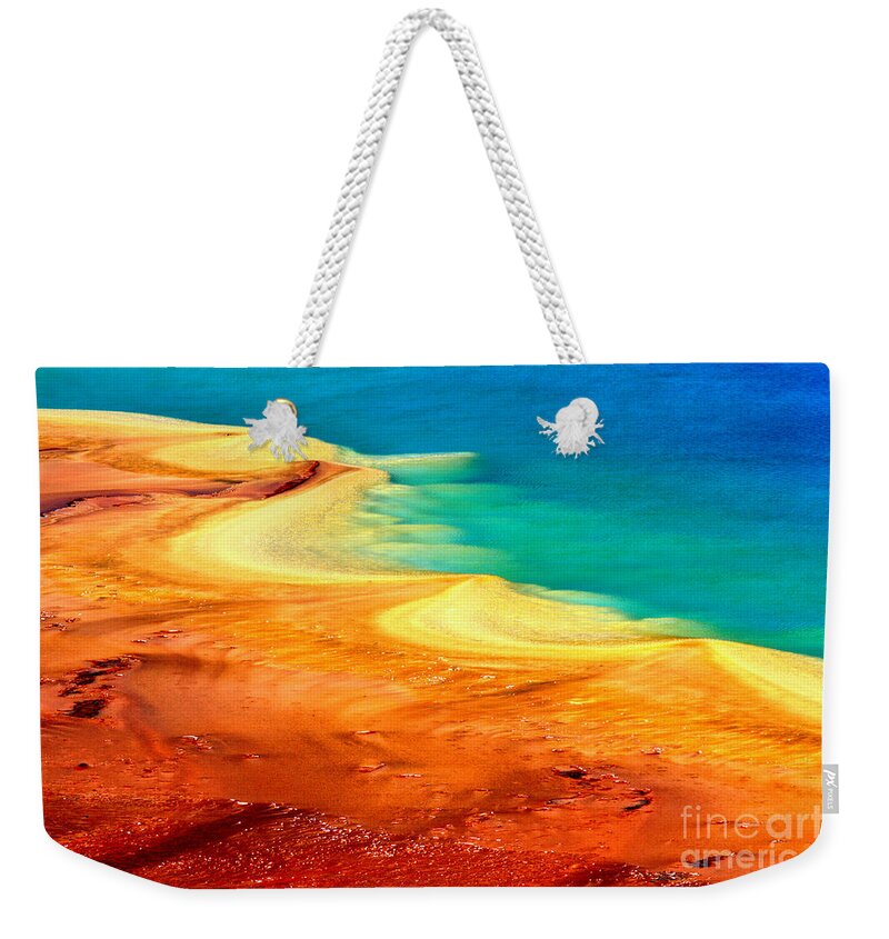 Grand Prismatic Weekender Tote Bag featuring the photograph Shores Of Algae by Adam Jewell