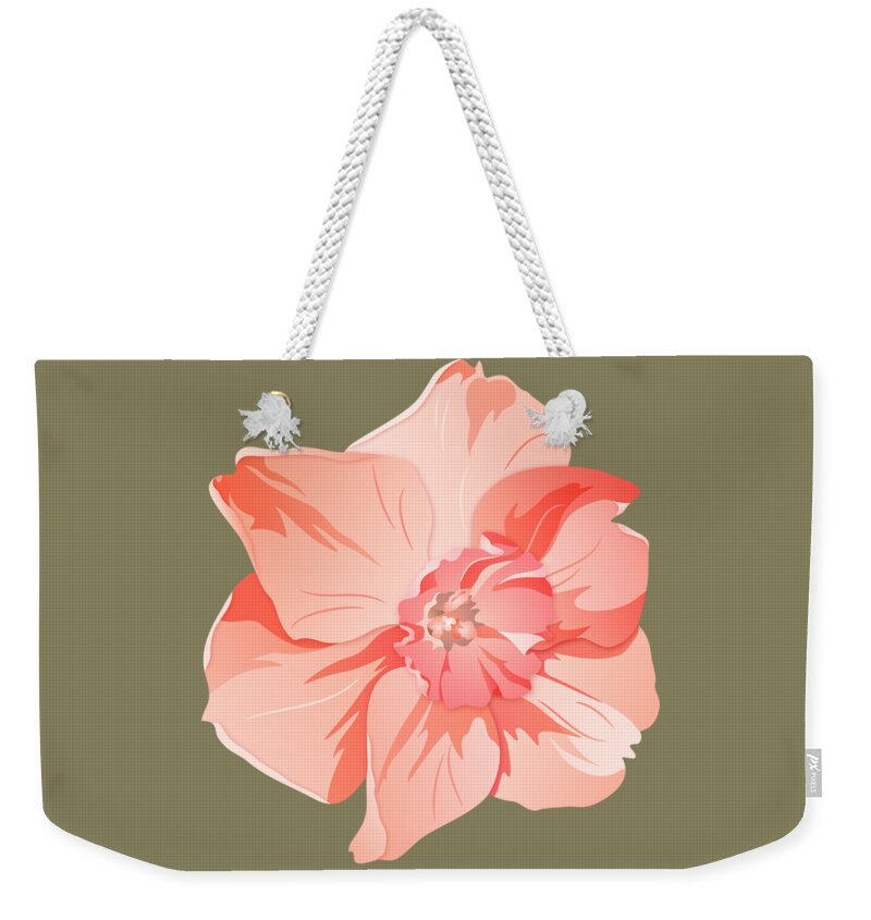 Daffodil Weekender Tote Bag featuring the digital art Short Trumpet Daffodil in Warm Pink by MM Anderson