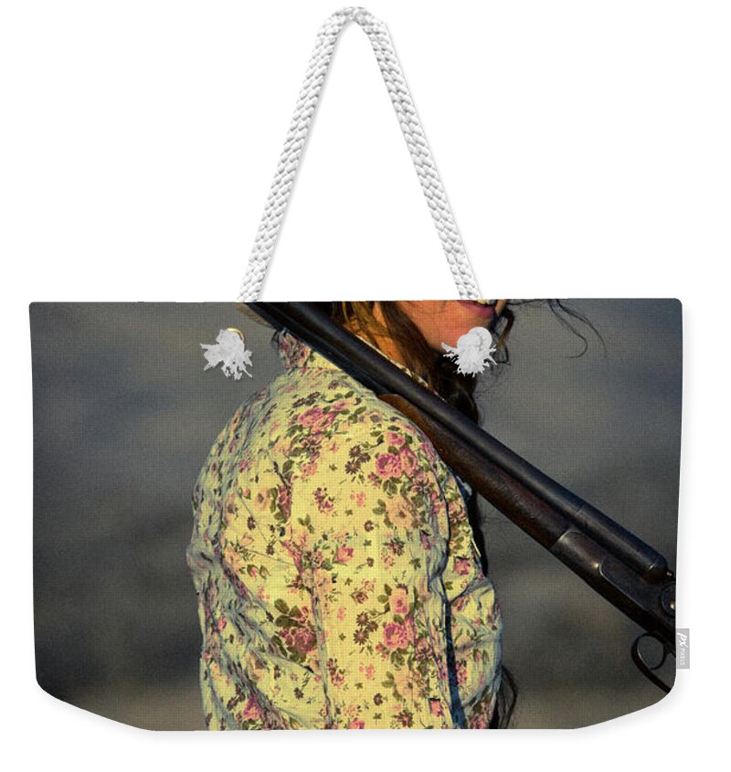 Hannah Weekender Tote Bag featuring the photograph Shotgun Annie Western Art by Kaylyn Franks by Kaylyn Franks