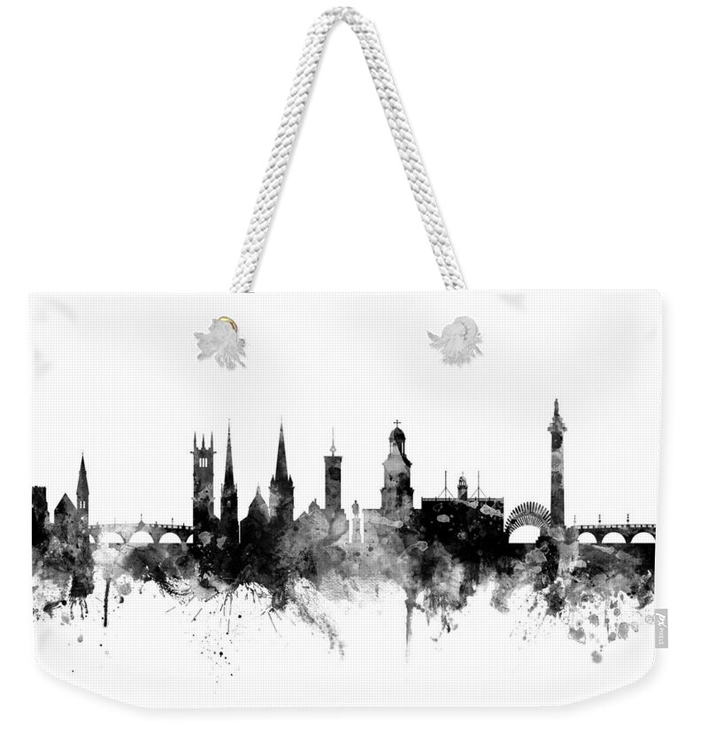 City Weekender Tote Bag featuring the digital art Shrewsbury England Skyline by Michael Tompsett