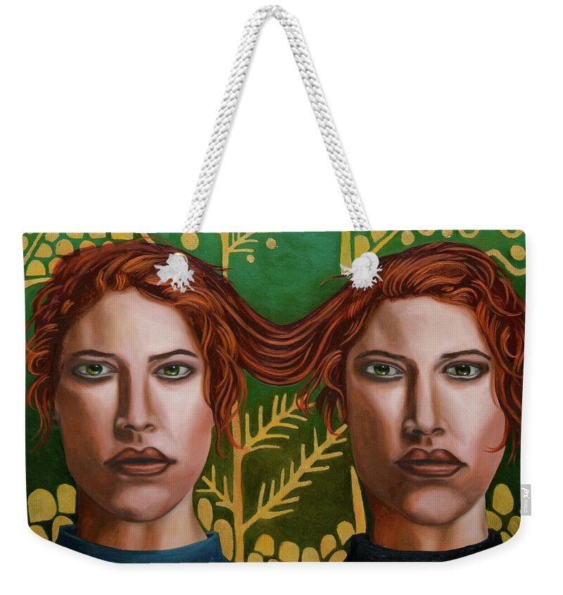 Siamese Twins Weekender Tote Bag featuring the painting Siamese twins 5 by Leah Saulnier The Painting Maniac