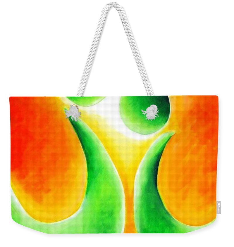 Orange Weekender Tote Bag featuring the painting Siblings... Big n Little by Jennifer Hannigan-Green