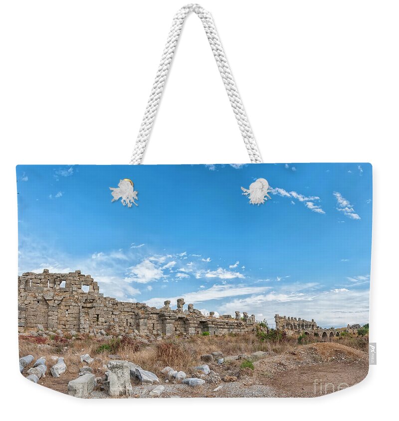 Ruins Weekender Tote Bag featuring the photograph Side City Wall by Antony McAulay