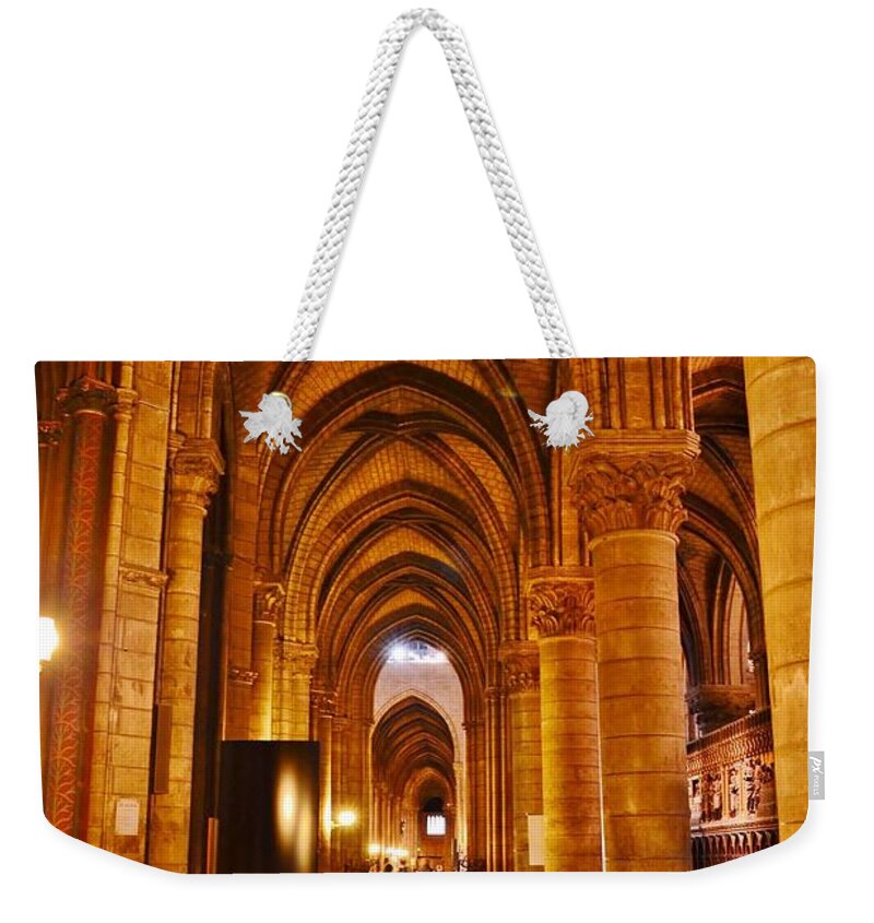 Notre Dame Weekender Tote Bag featuring the photograph Side Hall Notre Dame Cathedral - Paris by Kim Bemis