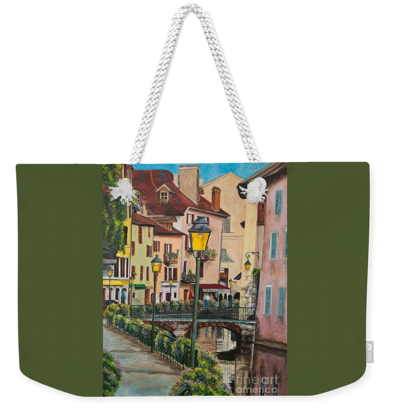 Annecy France Art Weekender Tote Bag featuring the painting Side Streets in Annecy by Charlotte Blanchard