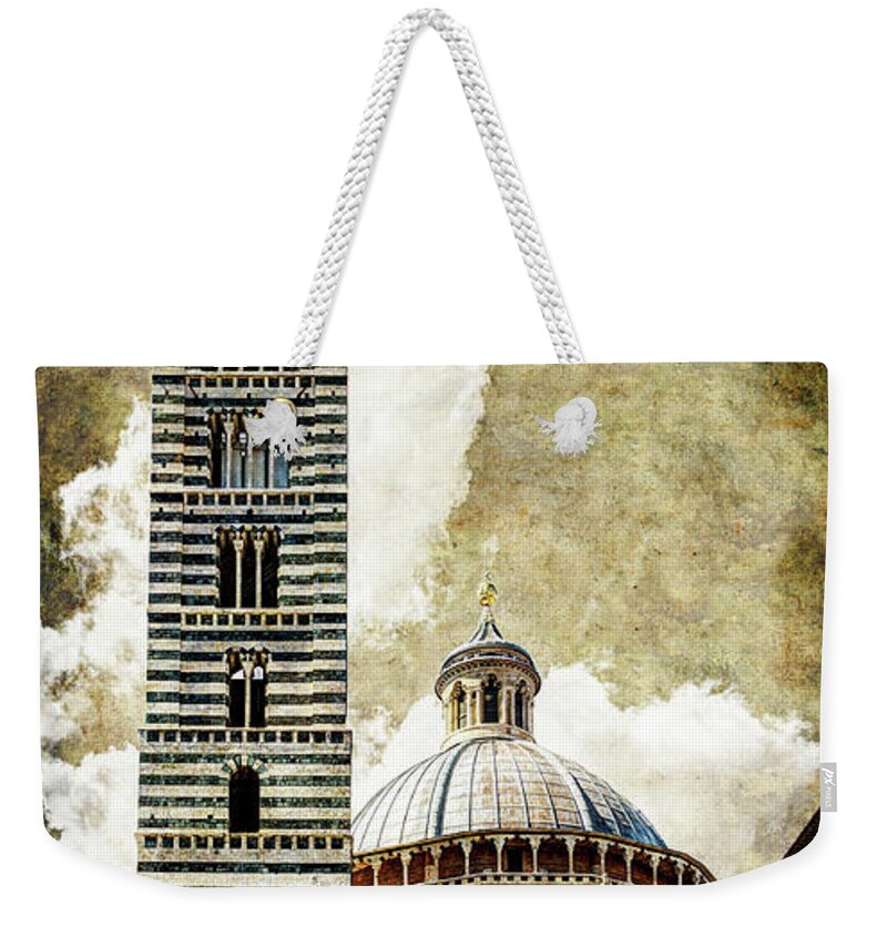 Siena Weekender Tote Bag featuring the photograph Siena Duomo tower and cupola by Weston Westmoreland