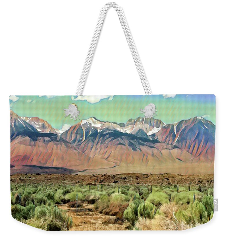 Mountains Weekender Tote Bag featuring the digital art Sierras I by Jackie MacNair
