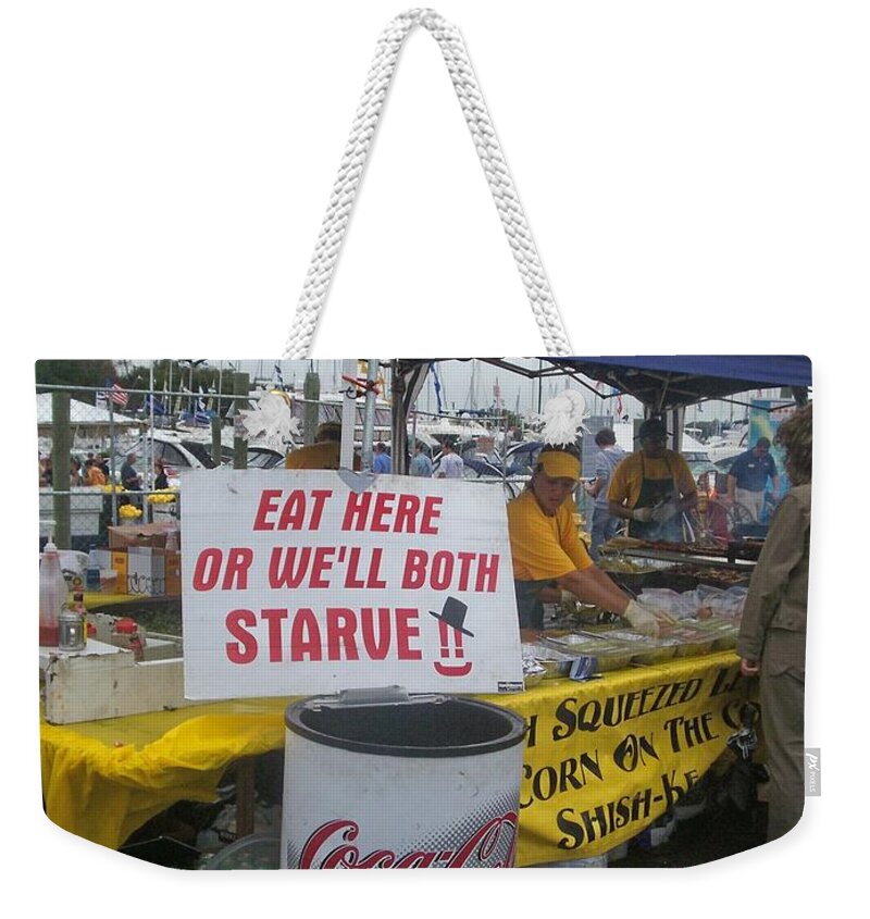 Boat Weekender Tote Bag featuring the photograph Sign of the Times by Kristine Nora