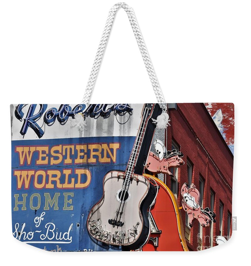 Signs Weekender Tote Bag featuring the photograph Signs On Broadway by Julie Adair