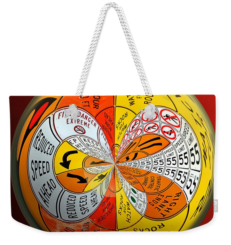 Orbit Weekender Tote Bag featuring the photograph Signs Orbit by Phyllis Denton