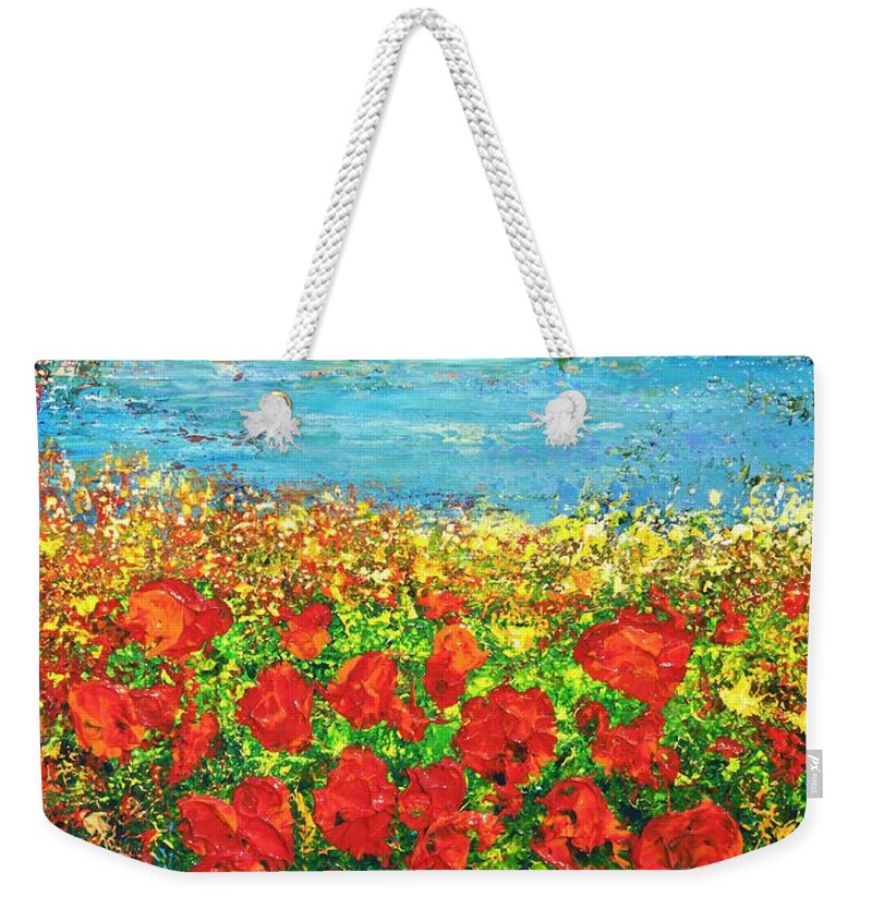 Floral Abstract Weekender Tote Bag featuring the painting Silence by Teresa Wegrzyn