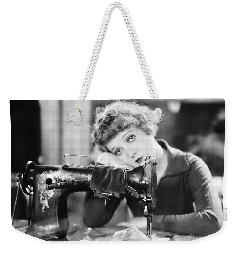 -sewing & Knitting- Weekender Tote Bag featuring the photograph Silent Film Still - Sewing by Granger