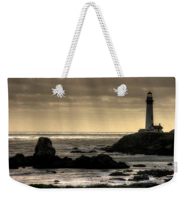 Pigeon Point Lighthouse Weekender Tote Bag featuring the photograph Silhouette Sentinel - Pigeon Point Lighthouse - Central California Coast Spring by Michael Mazaika