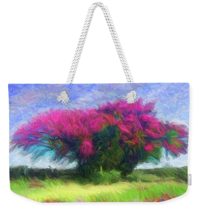 Silk Floss Tree Weekender Tote Bag featuring the digital art Silk Floss Tree by Caito Junqueira