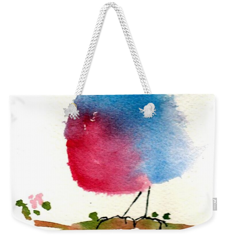 Birds Weekender Tote Bag featuring the painting Silly Bird #1 by Anne Duke