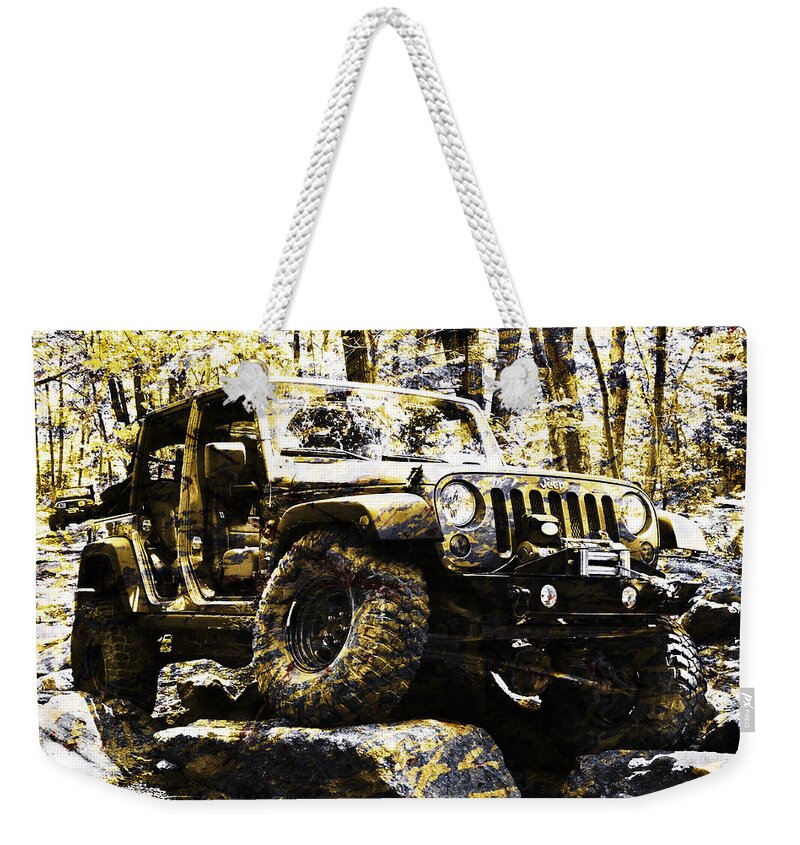 Jeep Weekender Tote Bag featuring the photograph Silver and Gold Jeep Wrangler JKU by Luke Moore
