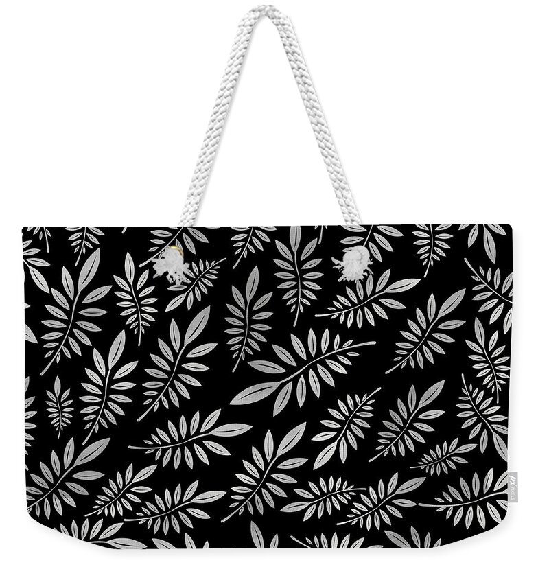 Pattern Weekender Tote Bag featuring the digital art Silver Leaf Pattern 2 by Stanley Wong