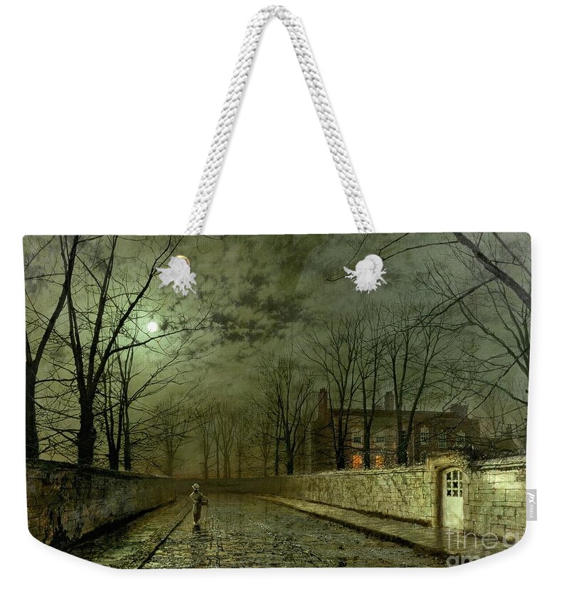 Silver Moonlight Weekender Tote Bag featuring the painting Silver Moonlight by John Atkinson Grimshaw