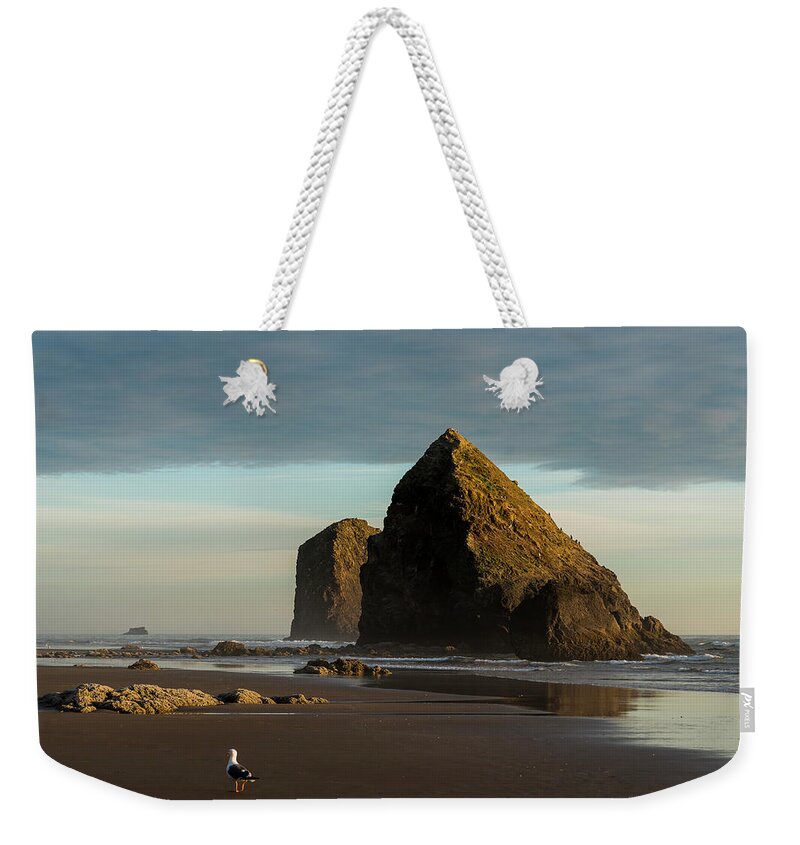 Beach Weekender Tote Bag featuring the photograph Silver Point Seastacks by Robert Potts