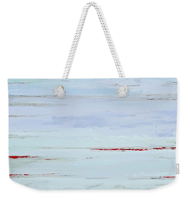 Silver Weekender Tote Bag featuring the painting Silver Rain II by Tamara Nelson