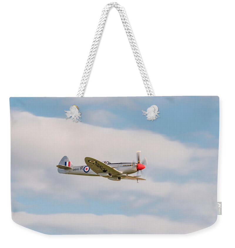 Duxford Battle Of Britain Airshow 2015 Weekender Tote Bag featuring the photograph Silver Spitfire by Gary Eason