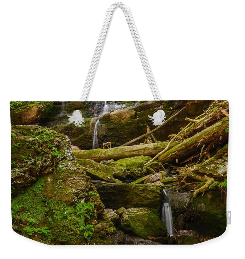 Falls Weekender Tote Bag featuring the photograph Silver Spray Falls by SAURAVphoto Online Store