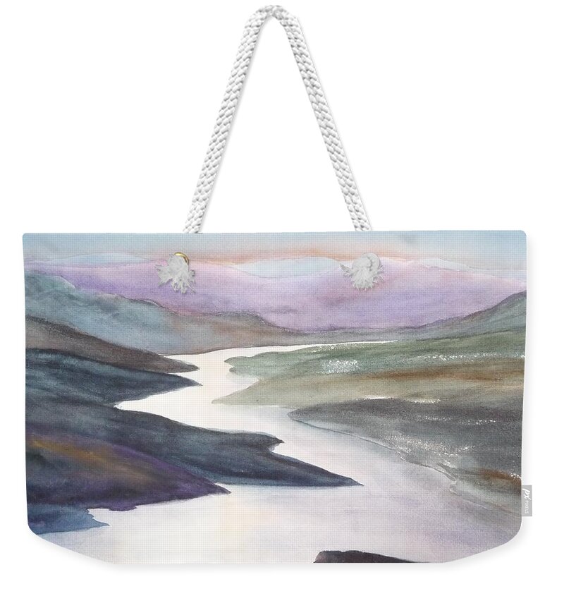 River Weekender Tote Bag featuring the painting Silver Stream by Ruth Kamenev