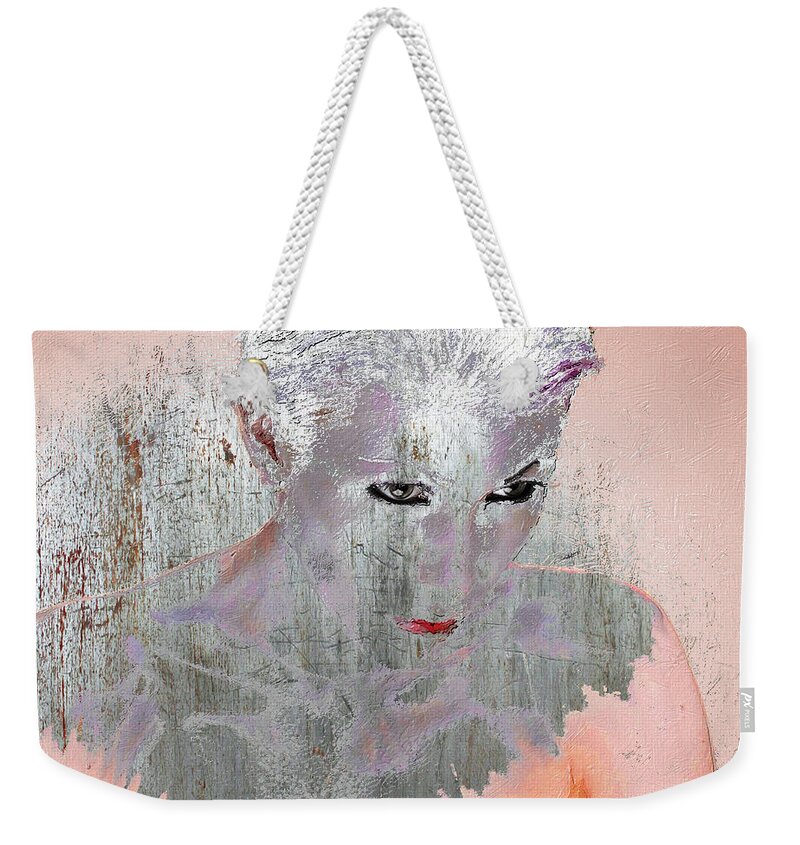 Woman Weekender Tote Bag featuring the mixed media Silver Woman 10 by Tony Rubino