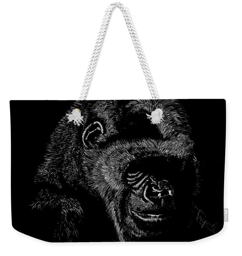 Wildlife Weekender Tote Bag featuring the drawing Silverback by Lawrence Tripoli