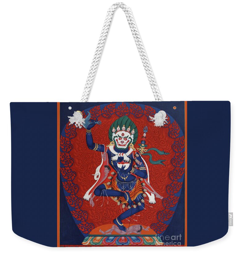 Simhamukha Weekender Tote Bag featuring the painting Simhamukha Dakini Lion-Faced by Sergey Noskov