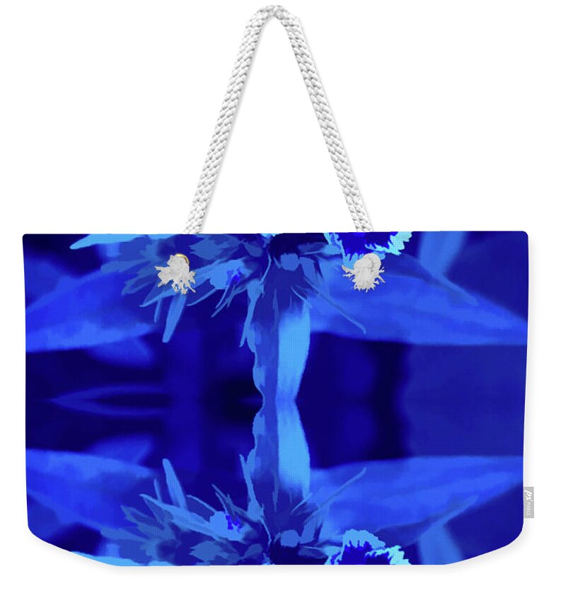 Flower Weekender Tote Bag featuring the photograph Simply Blue Reflections of a Summer Bouquet by Aimee L Maher ALM GALLERY