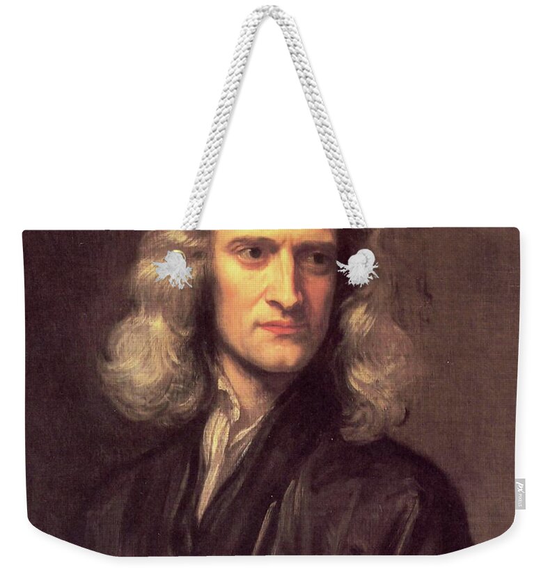 Sir Isaac Newton Weekender Tote Bag featuring the painting Sir Isaac Newton by Godfrey Kneller