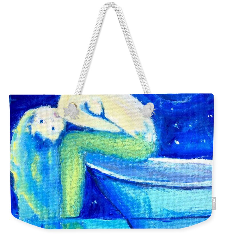 Siren Weekender Tote Bag featuring the painting Siren Sea by Dawn Harrell