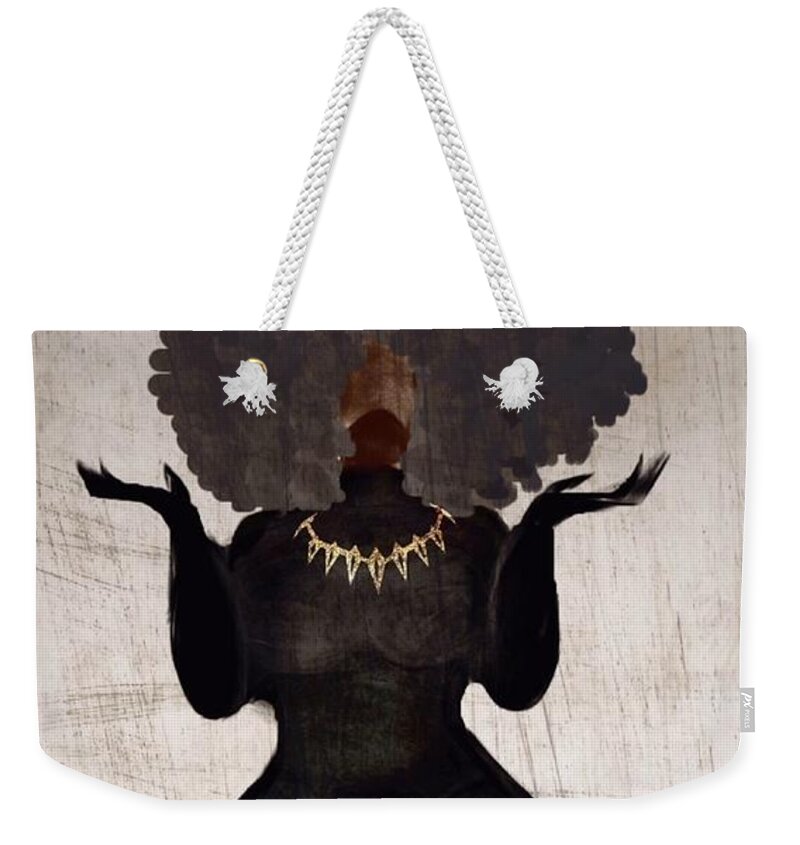 Afro Weekender Tote Bag featuring the digital art SistaTChalla by Romaine Head
