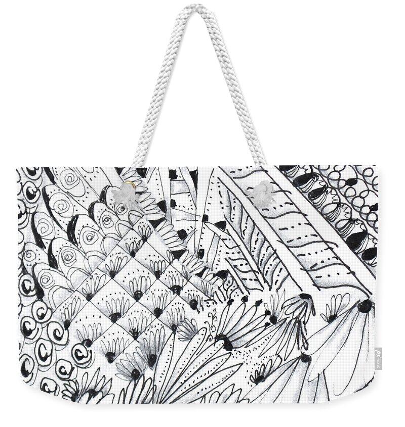 Caregiver Weekender Tote Bag featuring the drawing Sister Tangle by Carole Brecht