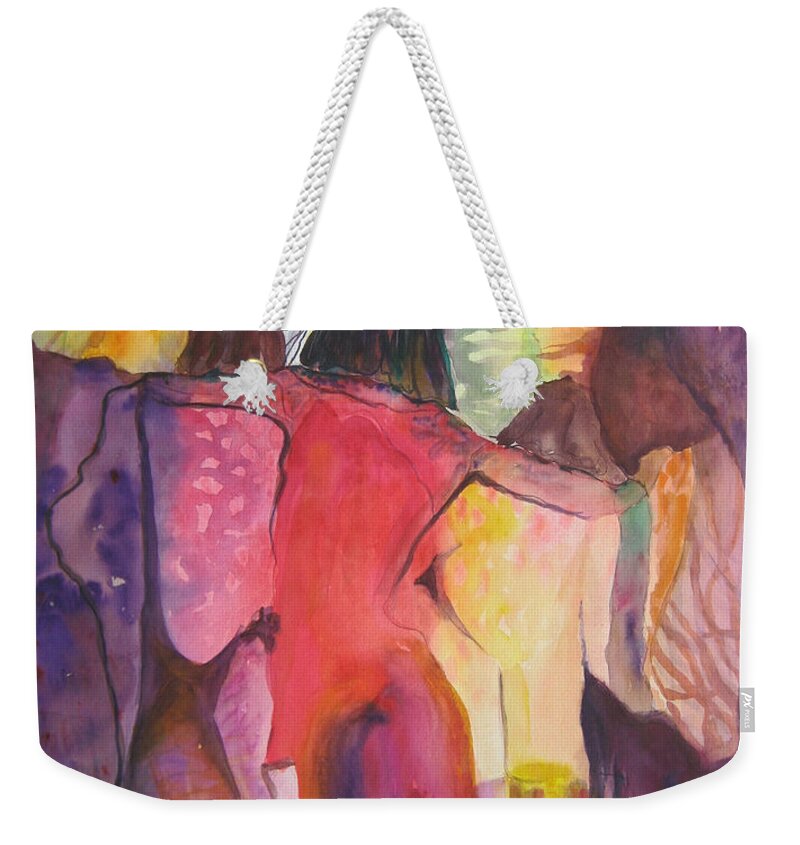Women Weekender Tote Bag featuring the painting Sisters by Diana Bursztein