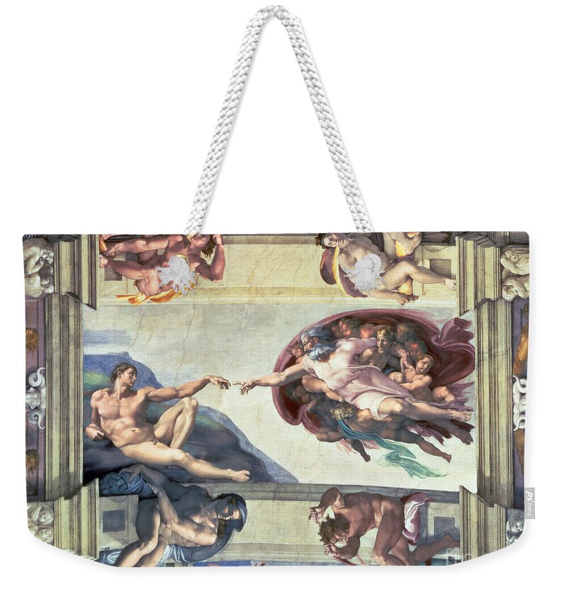 Sistine Chapel Ceiling Creation Of Adam Weekender Tote Bag
