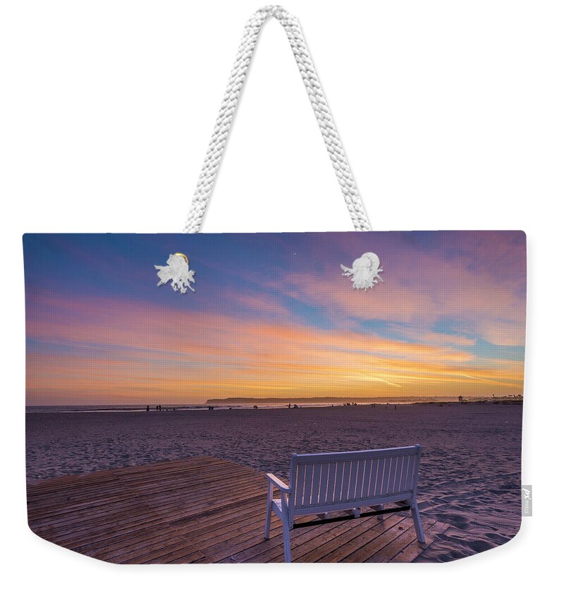 Sunset Weekender Tote Bag featuring the photograph Sit Enjoy the View by Scott Cunningham