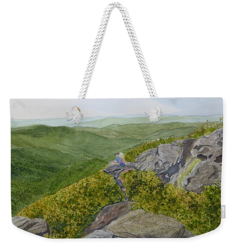 Craggy Gardens Weekender Tote Bag featuring the painting Sitting Pretty by Joel Deutsch