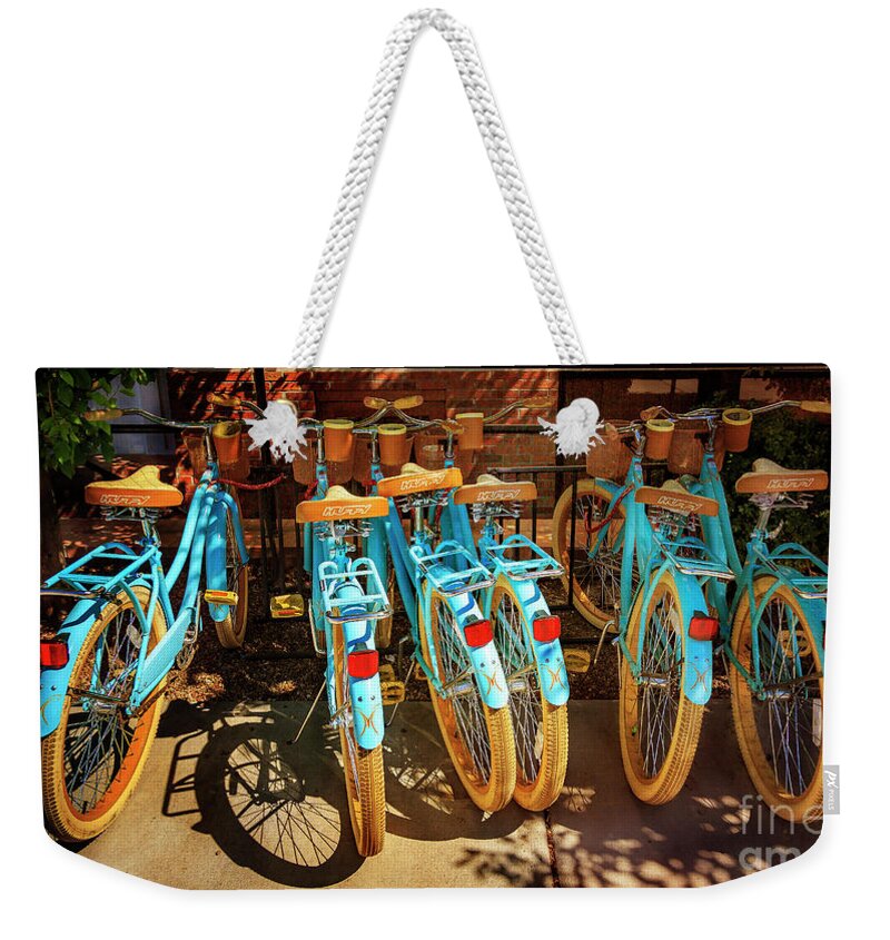 American Weekender Tote Bag featuring the photograph Six Huffy Bicycles by Craig J Satterlee